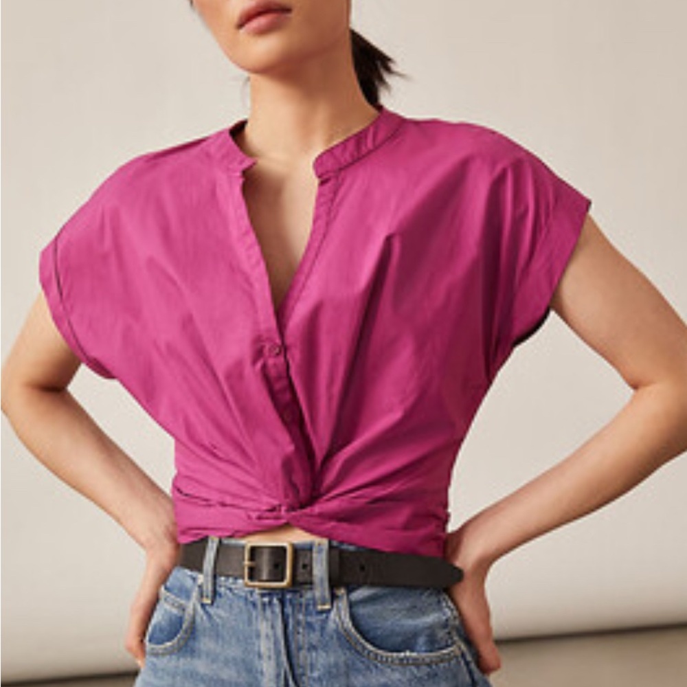 Sunday In Brooklyn Twist-Front Blouse Purple Anthropologie Size Small